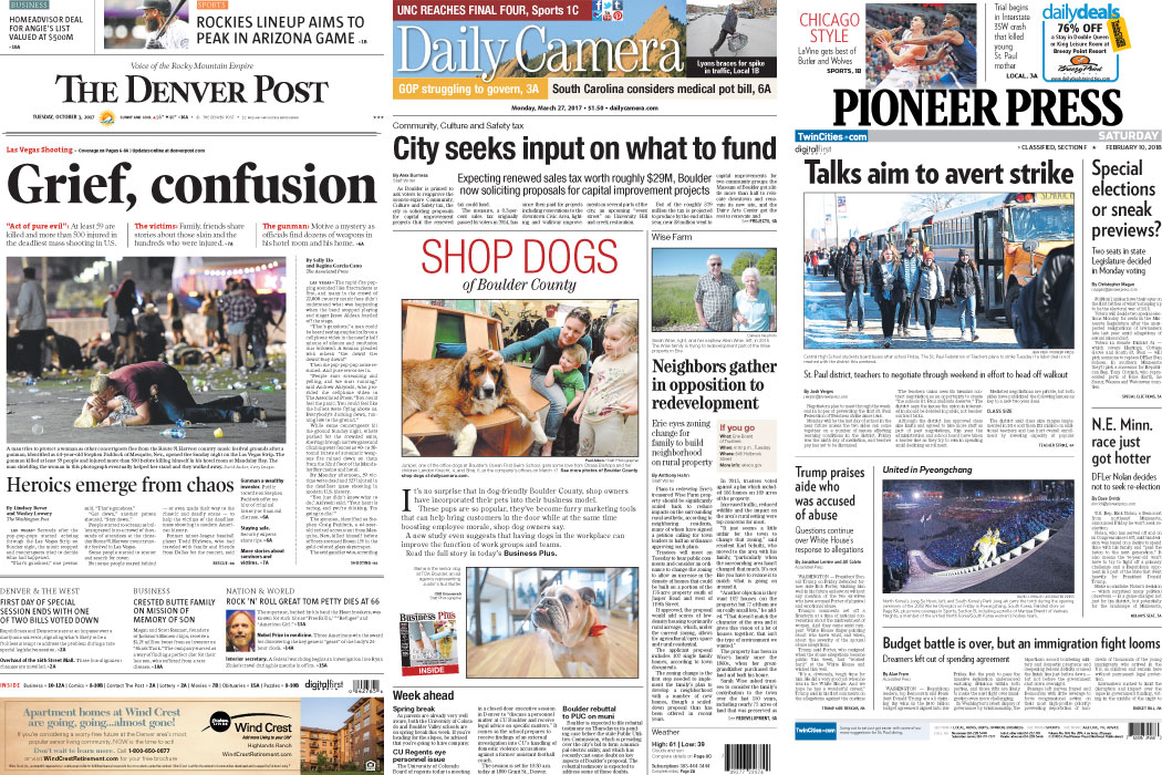 Newspaper Design: Denver Post, Daily Camera, Pioneer Press