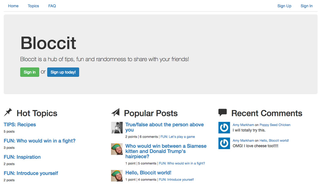 Bloccit: A forum web app with topics, votes and favorites